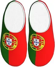 [EdWal] Portuguese flag print Winter Warm Slippers Indoor Anti-skid Plush Slippers Relaxing at Home for Women Men