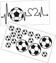 2 Sets Removable Wallpaper Football Stuff Soccer Decor Football Wall Stickers Soccer Decorations for Room Adhesive Removable Sports Stickers Yellow Decor Wall Decal PVC Black