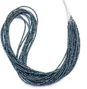 [Jaipur Gems Mart] Natural AAA+ Fine Blue Diamond Crystal 2mm Faceted Rondelle Beads | 16'' Strand | Rare AAA+ Blue Diamond Precious Gemstone Micro Faceted Loose Stones Beads
