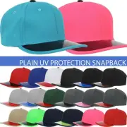 Classic Snapback Solid Basic Baseball Cap UV Protect Color Brim Plain Blank