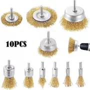 Drill Steel Metal Cleaning Rust Sanding Brass Wire Brush Cup Wheel Set