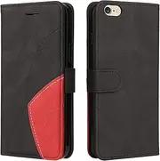 Compatible with iPhone 6S Plus/6 Plus Case (5.5 inch), Leather PU Wallet Phone Case Flip Case Silicone Bumper Protective Case. Leather Case with Card Slots and Stand Function (Black)