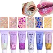 EnMart White Body Glitter Gel Kit - Hair and Face Paint, Sequins Shimmer Lotion, Liquid Eye Shadow, Sliver Festival Holographic Gel for Women, 50ml