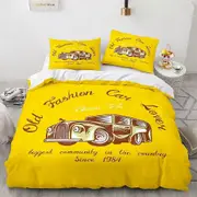 v5079 Bed Sheets 3Pcs Bedding Set Vintage Cars Duvet Cover Pillowcase Size Bed Sheets IU5079
