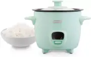 Mini Rice Cooker Steamer, Removable Nonstick Pot, .5 Quart, Aqua