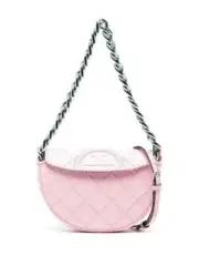Tory Burch Mini Fleming Soft Crescent Shoulder Bag - Pale Pink