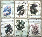 dragon junk journal cards scrapbook card making set of 6 journal distressed card