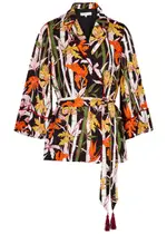 Borgo DE Nor Una Striped Floral-jacquard Satin Jacket - Black - 12 (UK 12 / M) 12 (UK 12 / M)