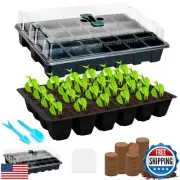 Halatool 2 Pack Black Seed Starter Tray with Humidity Dome Reusable 48 Cells