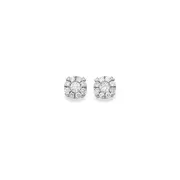 9ct White Gold Cluster Stud Earrings