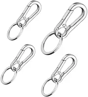 [Tiandiandudu] 4 Pcs Metal Keychain Carabiner,Car and Keys Finder for Men Women, Keys, Car Unisex, Lanyards(Silver)
