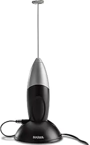 [BonJour] Primo Latte Rechargeable Hand-Held Beverage Whisk/Milk Frother, Black/Silver