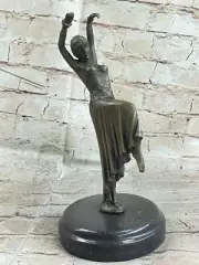 Erotic Pose Dancer 100% Solid Bronze Sculpture Statue Marble Base Figurine Figu
