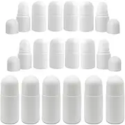 50pcs Empty, Leak - Proof Plastic Roller Ball Bottles. Ideal Containers for DIY Essential Oil, Perfume, Balms, and Deodorant Accessories (White,50ml)