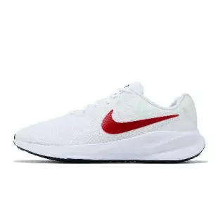 Nike 慢跑鞋 Revolution 7 寬楦 男鞋 白 紅 緩震 透氣 運動鞋 FB8501-100