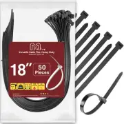 Zip Ties Heavy Duty 200 Lb 18 Inch, Extra Long Cable Ties Black Zip Ti