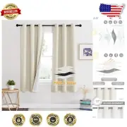 Elegant 100% Blackout Soundproof Curtains - PM2.5 Filter, Beige, 42x63 Inches