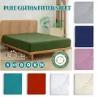 Hotel 100% Pure Cotton Deep Fitted Bed Sheet Cover Single/Double/Queen/King Size