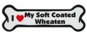 Dog Bone Shaped Car Magnets: I LOVE MY SOFT COATED WHEATEN