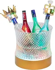 Luminous Ice Bucket, Beer Bucket Beverage Cooling Barrel LED Colourful Light Ice Bucket,LED Cooler Bucket Transparent Champagne Keg Insulation Beer Fridge Rechargeable(L)