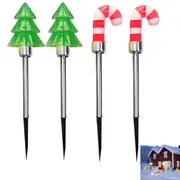 4pcs Solar Christmas Tree Light Powered Christmas Yard Stake Lights for Outdoor Garden Decorations-Christmas candy canes and Christmas Tree