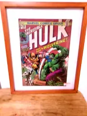 Marvel comics the incredible Hulk & wolverine tin sign framed in glass 14" x 17"
