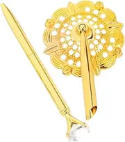 SHINEOFI Metal Stand Crystal Pen Wedding Guest Book Signing Elegant Rhinestone Decor Desk Counter Ballpoint Pen