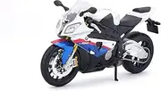 Maisto BMW S1000 RR: Genuine 1:12 Motorcycle Model with Movable Stand, Suspension and Free Rolling Wheels, 17 cm, White/Blue (531191), Medium