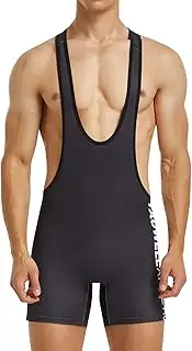 KEOYA Men's Wrestling Singlets Stretchy Athletic Supporters Bodysuit Boxer Singlet Leotard Underwear