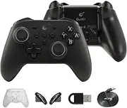GuliKit KK3 Pro Wireless Controller for Switch/Switch OLED, Bluetooth Controller for PC/Steam Deck, Hall Joysticks/Trigger, 1000Hz Polling Rate, Maglev/Rotor/HD Vibration, Hyperlink Adapter (BLK)