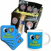 3dRose cgb_106498_1 Bright Eye Heart I Love Sea Monkeys-Coffee Gift Basket, Multicolor