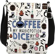 [BNQL] Dice Dnd Crossbody Bag Dungeon Master Gifts Dnd Dice Gifts Coffee My Magic Potion Dice My Therapy Dnd Game Gifts Sling Bag, White
