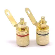 Gold-Plated Binding Post Speaker Terminals with 4MM Banana Plug Socket - 2 Pcs