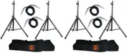 2 MR DJ SS750PKG Speaker Stand with Road Carrying Bag & 1/4" Cable Universal Bla