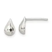 Sterling Silver Diamond-Cut Teardrop Post Earrings