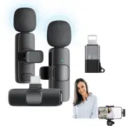 Wireless Lavalier Microphone for iPhone and USB C, 2 in 1 Mini Clip-on Wirele...