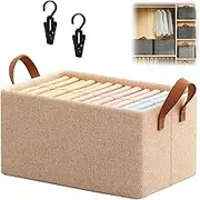 Cation Multi-Functional Folding Wardrobe,Drawer Type Wardrobes Storage Box,Foldable Jeans Organizer for Closet,Ultra Space Clothes Drawer Organizer Closet with Handle,1pc Khaki