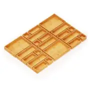 21-Piece Bamboo Drawer Organizer Storage Boxes Set, Wood Tray Junk Drawer