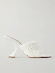 [Amina Muaddi] Amina Muaddi - Taylor Leather-trimmed Raffia Mules - White - IT42 IT 42 White