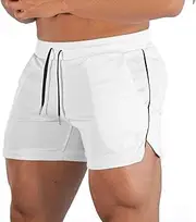 [EVERWORTH] Men's Athletic Shorts Gym Workout Short Shorts Casual Shorts Running Bodybuilding 5 Inch Inseam Shorts
