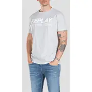 Replay Mens Graphic Tee Cotton T-hirt Uniform Denim Logo Grey