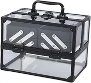 [harayaa] Makeup Train Case Beauty Cosmetic Box Multipurpose Lockable Make up Carrier Vanity Case for Makeup Tools Women Traveling Home