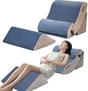 Orthopedic Memory Foam Bed Wedge Pillow Set 4-Piece - Adjustable Ergonomic Design for Back, Leg & Knee Relief - Ideal for Sleeping, Reading