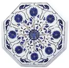 Octagon Marble Coffee Table Top Lapis Lazuli Stone Inlay Work Sofa Side Table
