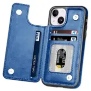 for iPhone 13 Case, for iPhone 14 Wallet Case with Card Holder, PU Leather Blue