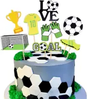 SYKYCTCY 32 Pack Soccer Cake Toppers Soccer Ball Shoes Goal Cake Picks Sport ...