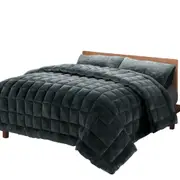 Double Sided Faux Mink Comforter Quilt Charcoal - Super king