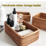 Hand-woven Rattan Wicker Basket Fruit Bread Basket Cosmetic Rectangula bathroom