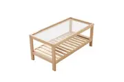 MIUZ Solid Wood Coffee Table Modern Glass Center Table Side End Storage Table
