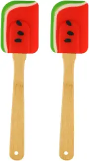 Kichvoe 2Pcs Mini Silicone Spatula with Wooden Handle Small Kitchen Scraper S...